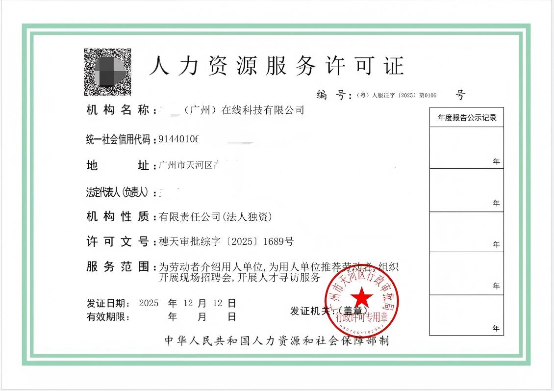 人力资源经营许可证